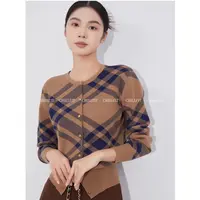 骏马格纹针织衫高定时尚设计师新款开衫091012