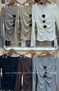 JI LUO YI.（1290#库）修身花朵打底上衣 KC