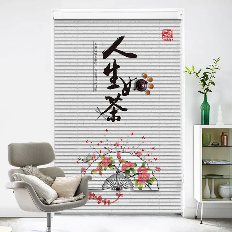 书房百叶窗帘铝合金免打孔防水办公室遮阳窗帘拉珠卫生间厨房通风