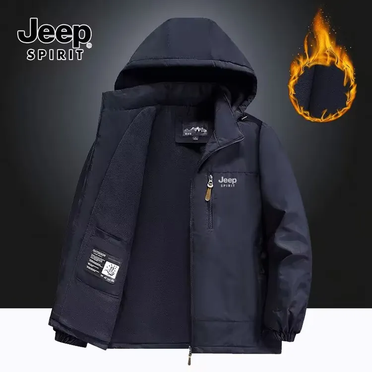 JEEPSPIRIT吉普冬季棉服大码休闲男士加绒加厚防风防水外套衣棉衣