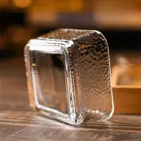 【四只】简约方形玻璃碗家用火锅蘸料碟神器沙拉碗日式个性实心果盘