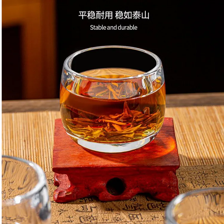 【8只装】加厚扳指杯家用透明主人杯创意加厚茶杯酒杯水杯玻璃杯