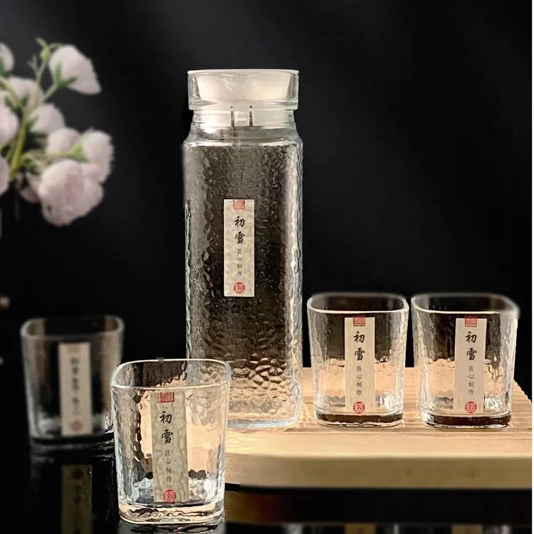 锤纹冷水壶套家用创意大容量带盖凉水壶透明加厚耐热玻璃杯