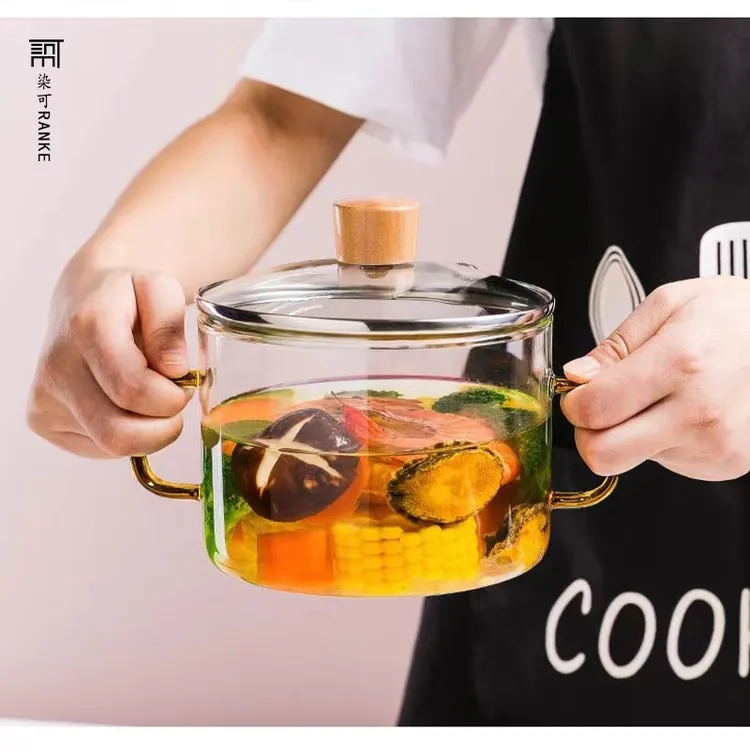 高硼硅透明汤锅多用途加大双耳泡面锅方便实用厚实耐用适用电陶炉