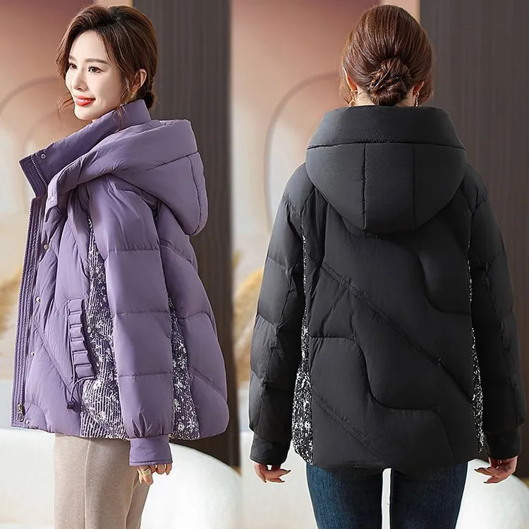 妈妈装冬季防寒连帽羽绒服女中老年人加厚保暖90白鸭绒外套上衣服