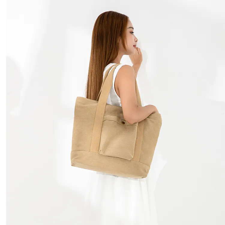 夏季大容量时尚女包日韩纯色帆布手提包休闲单肩挎包上班手拎包潮
