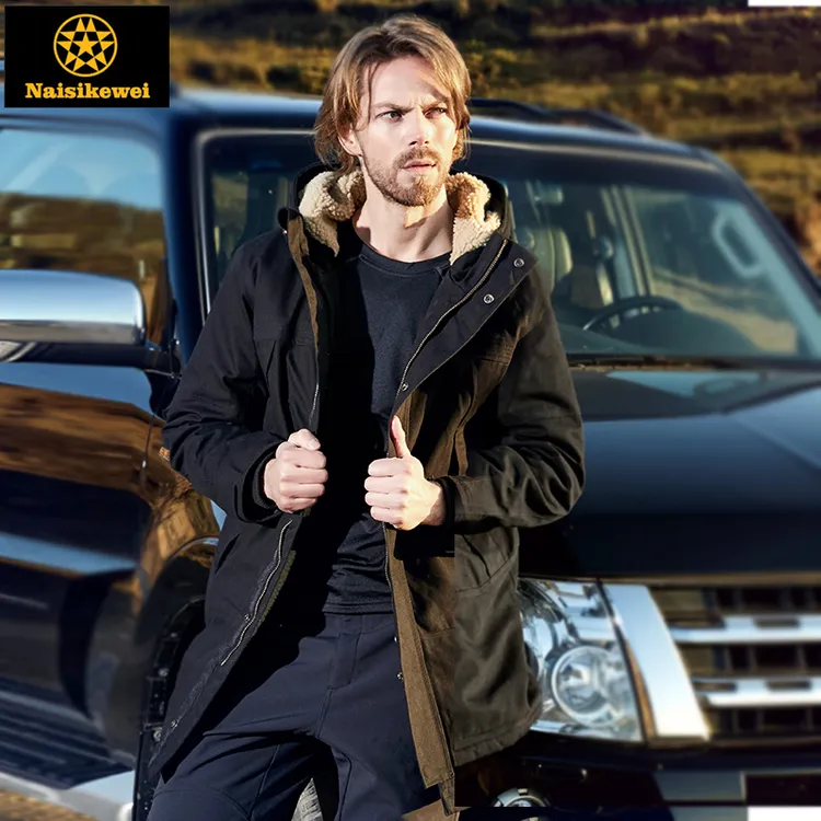 男士秋冬必备新款连帽中长款加绒加厚保暖派克服大衣外套休闲服
