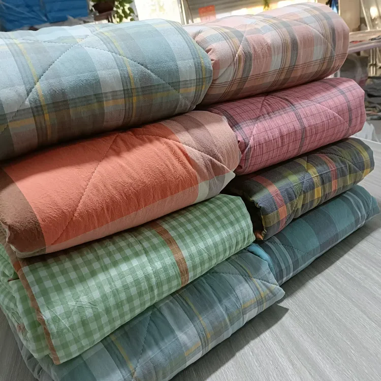 纯棉水洗棉羽丝棉2m双人被子春秋夏冬被四季保暖可机洗格子