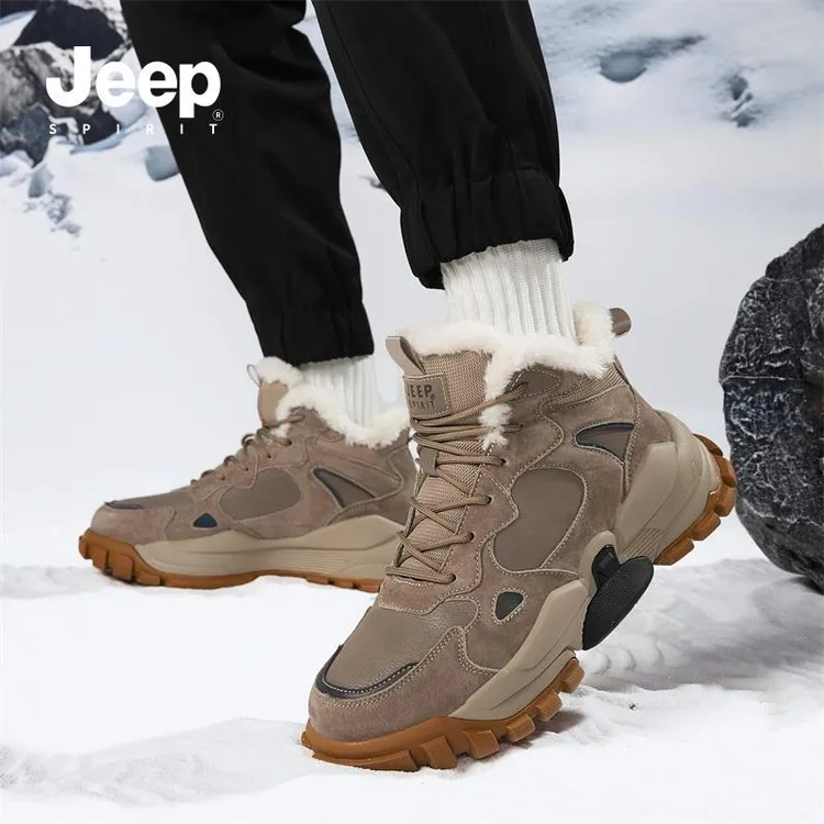 JEEPSPIRIT男冬季加绒加厚2025新款东北雪地靴防滑防水防滑大棉鞋