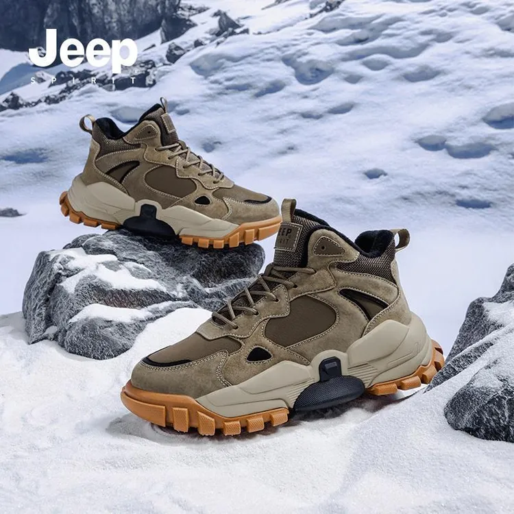 JEEPSPIRIT2025新款冬季保暖加绒棉鞋高帮男鞋户外登山鞋防滑潮鞋