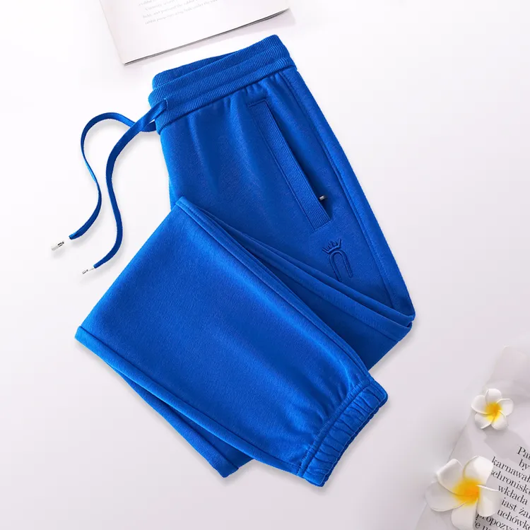 高级感克莱因蓝正版裤子2025新款秋冬束脚卫裤女款加绒运动长裤