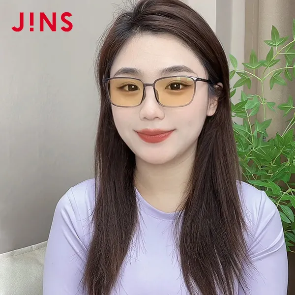 JINS/睛姿56%防辐射眼镜素颜茶色平光轻量护眼方圆脸FPC23A254