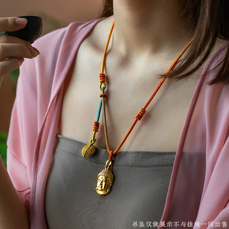 配绳佛牌如意锁八宝绳子高档吊坠绳女款脖子上平安锁吊坠编绳挂绳