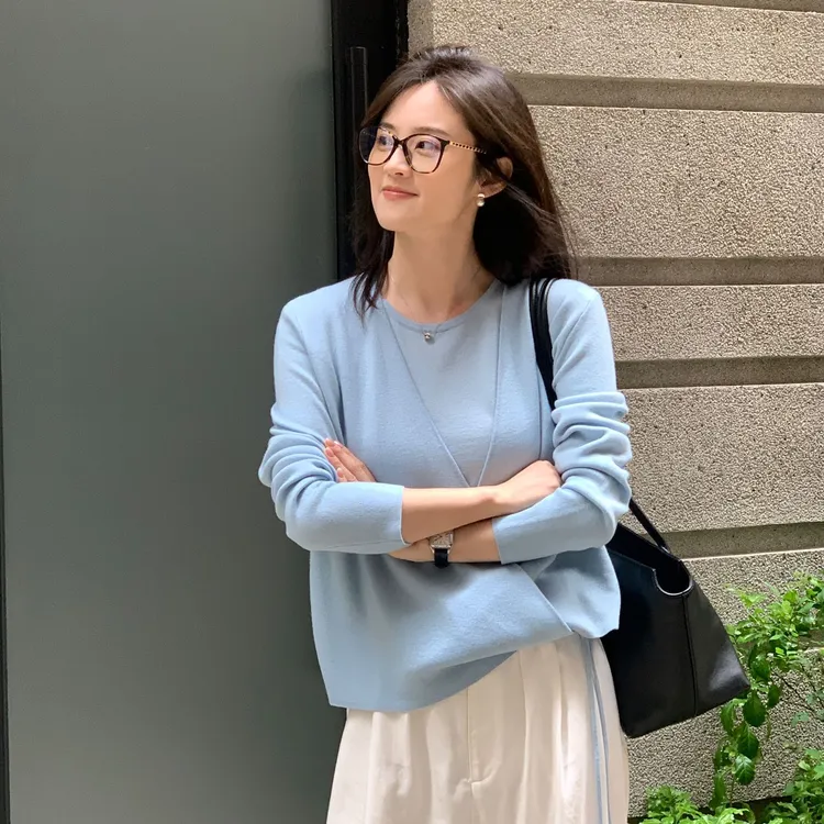 【ZHUANG -Z】（晴天）早春极简红人上新背心开衫两件套针织上衣