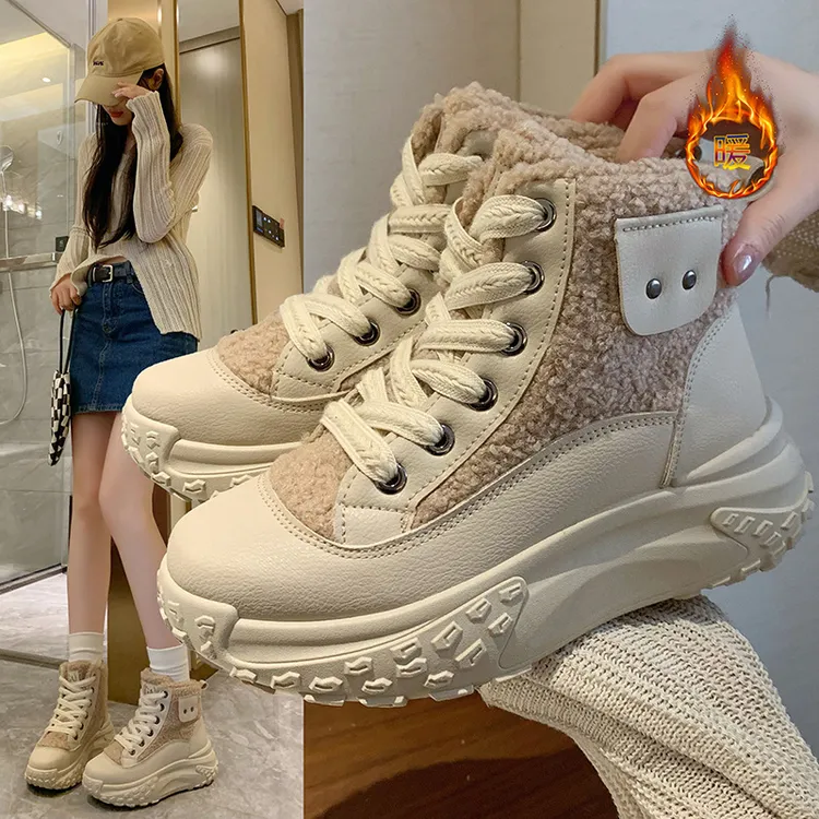 2024新款女学生增高休闲鞋韩版加绒小白鞋低帮运动鞋橡胶底加厚