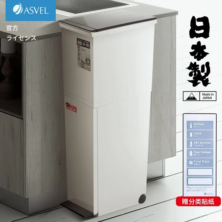 日本进口ASVEL厨房分类垃圾桶卫生双层大号干湿分离专用大垃圾箱