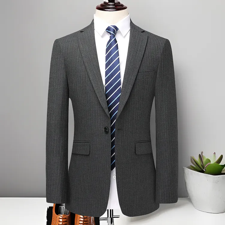 专柜热卖2025新品秋新款韩版修身男外套纯色西装上衣潮流休闲装