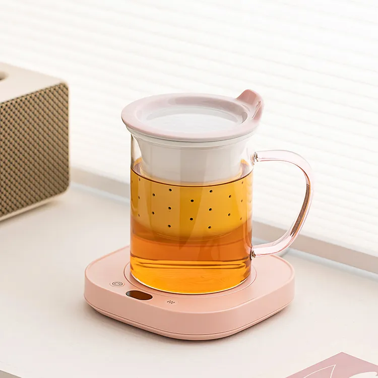 55度智能恒温杯垫玻璃杯子家用水杯女士茶水分离泡茶杯保温牛奶杯