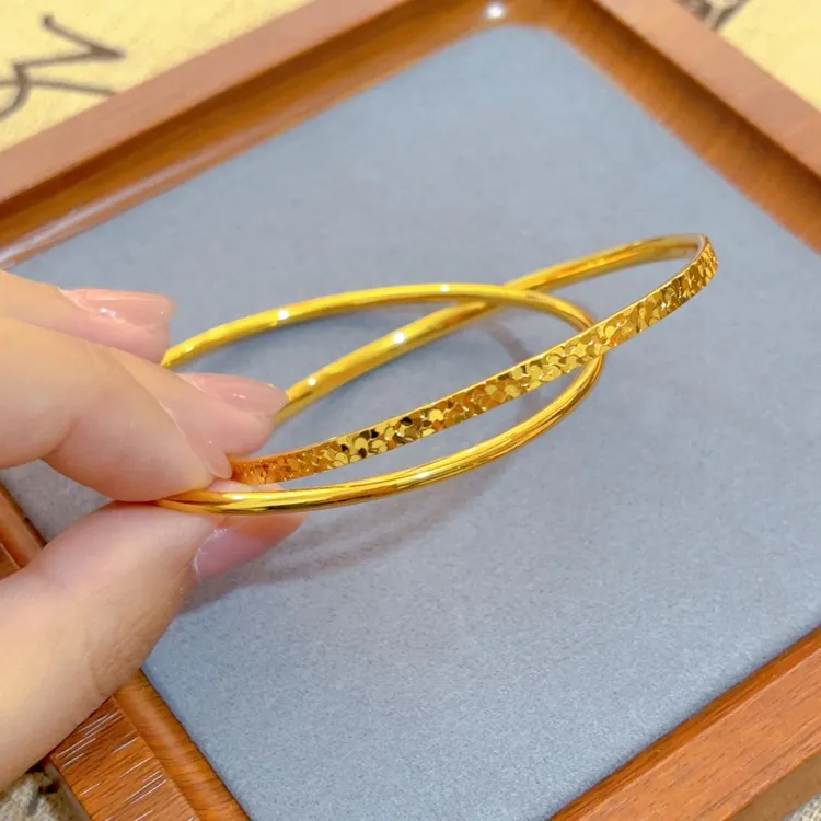 铜合金手镯 碎碎冰双环手镯 网红同款碎冰纹百搭双圈手环