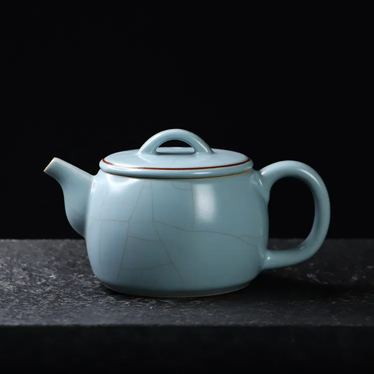 凝香阁 茶养开片天青汝窑汉瓦壶 中式高档家用功夫茶具大号泡茶壶