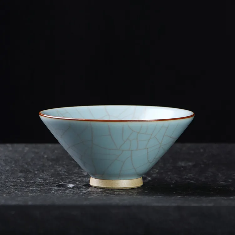 凝香阁 茶养开片天青汝窑斗笠主人杯 陶瓷茶具功夫品茗杯普洱杯