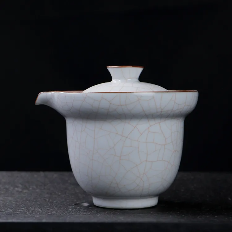 凝香阁开片月白汝窑手抓壶大号家用陶瓷不烫手盖碗日式宝瓶泡茶壶