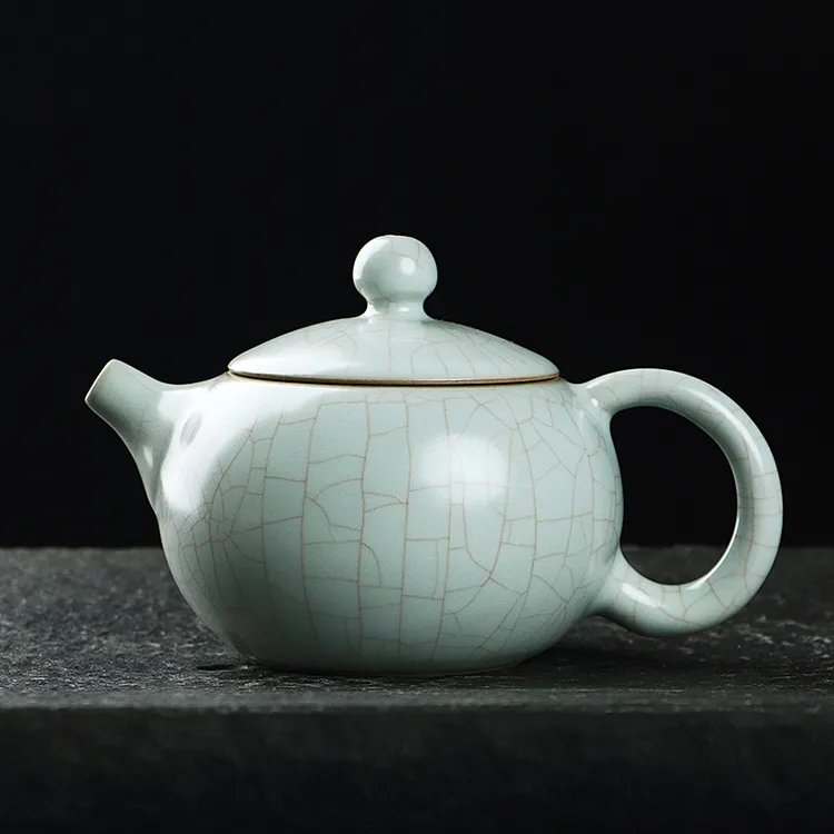 清沐堂主 茶养开片天青汝窑西施壶 家用陶瓷冰裂纹茶具日式泡茶
