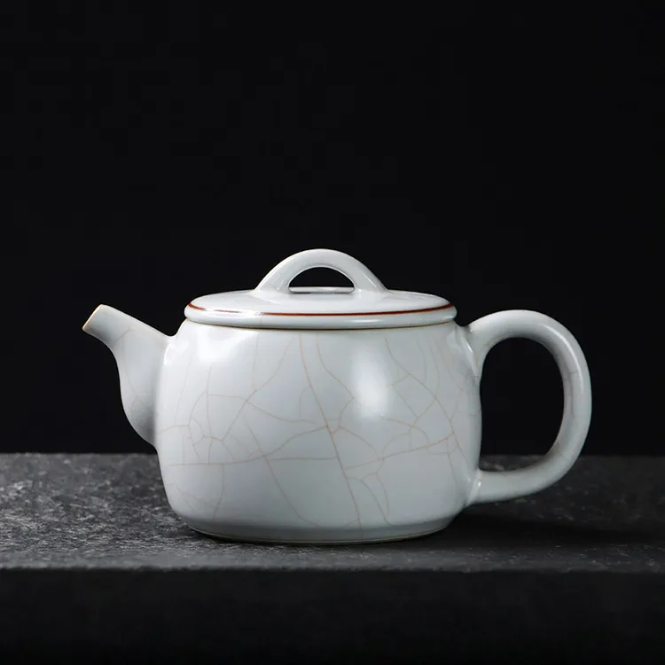 凝香阁 茶养开片月白汝窑汉瓦壶 家用陶瓷功夫茶具中式大号泡茶壶