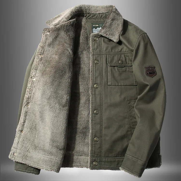 纳因戈兰 冬季男装夹克男加绒加厚棉衣短款大码工装棉服翻领外套