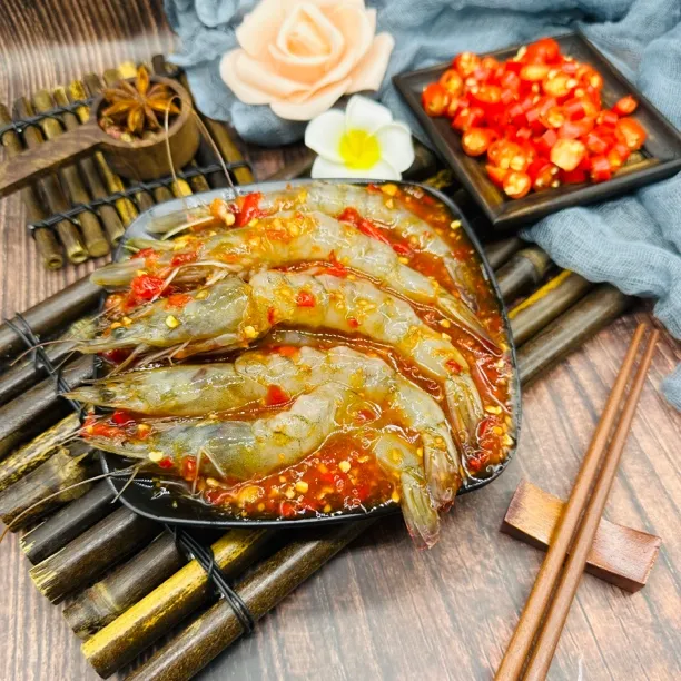 泰式无皮虾生呛虾甜辣口感生腌海鲜泰式生腌虾泰式生腌生呛大虾