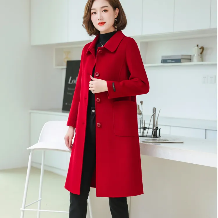 ziyang/孜洋秋冬新款百分百双面绵羊毛大衣显瘦气质经典百搭2313