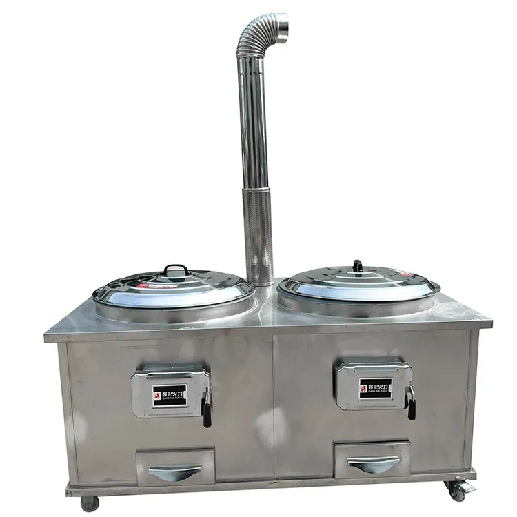 双锅不锈钢移动柴火灶台 家用 户外 耐火 干净卫生 移动方便 耐用