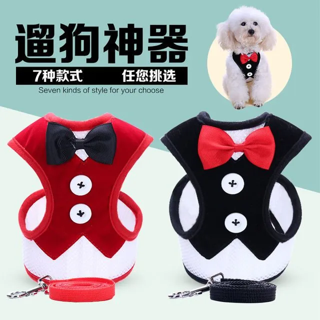 宠物牵引绳狗链子遛狗绳项圈红色幼犬小型中型犬泰迪狗绳牵引绳