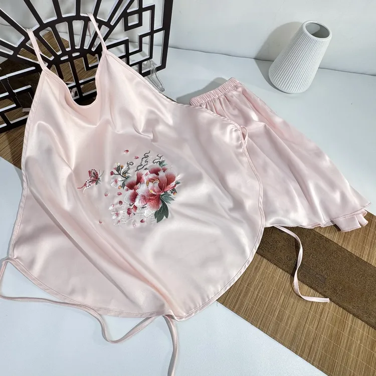 苏绣刺绣成品真丝女成人肚兜复古中国风内衣丝绸女士吊带肚兜套装