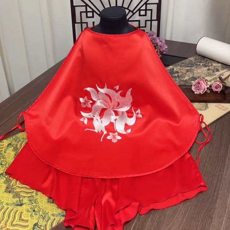 苏绣刺绣成品真丝女成人肚兜复古中国风内衣丝绸女士吊带肚兜套装