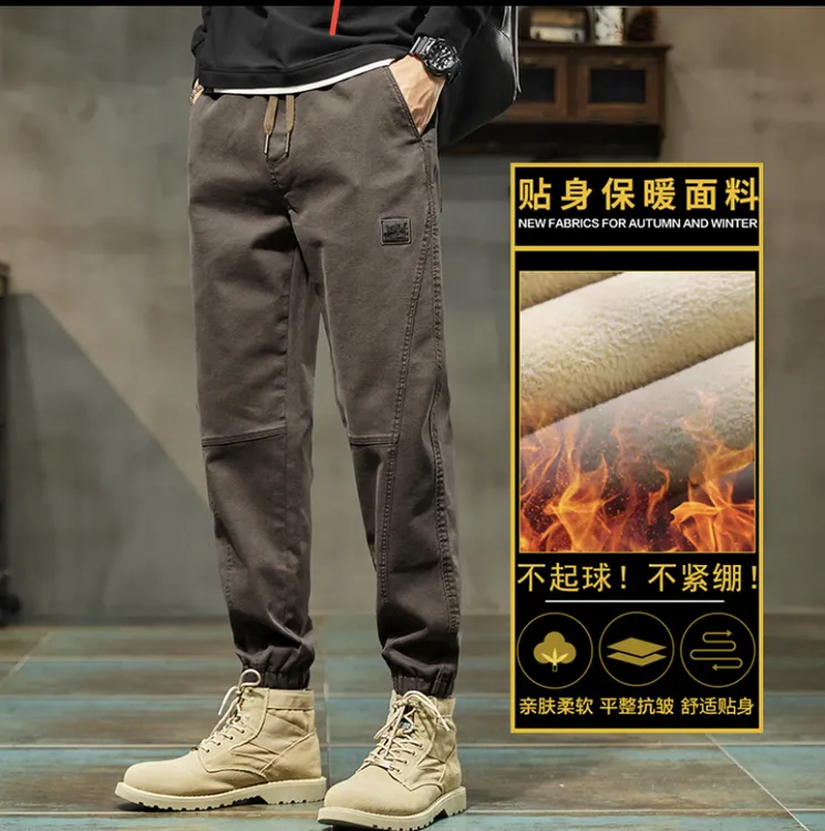 秋冬款男裤加绒加厚仿牛仔裤大码舒适百搭显高冬季男裤保暖休闲裤