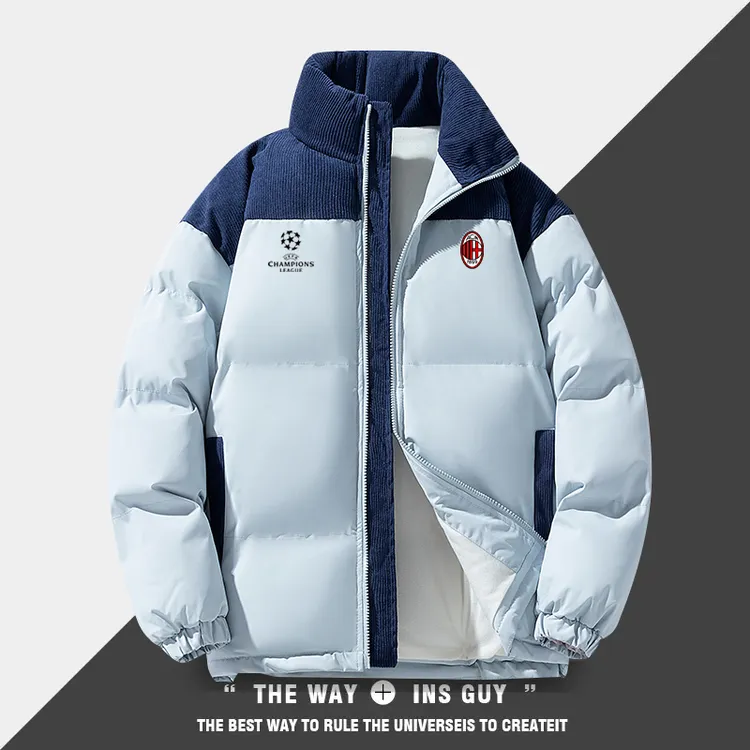 欧冠AC米兰足球迷服运动保暖棉衣男女冬季加棉加厚立领棉服外套