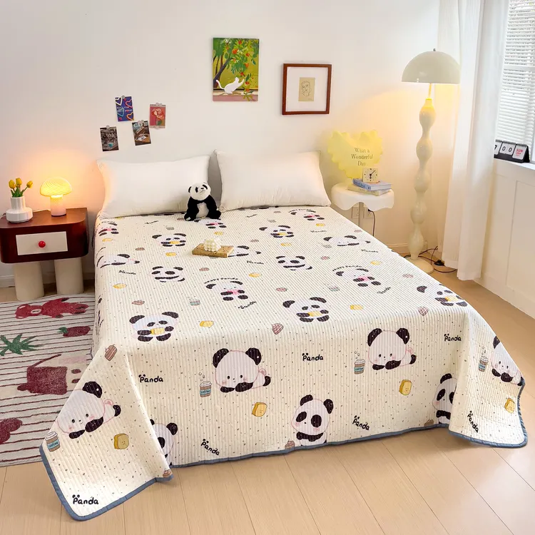 A面纯棉全棉四季床盖床单两用夹棉绗缝防滑榻榻米小清新纯棉床单