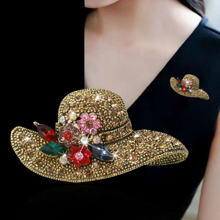 合金合成锆石胸针 帽子胸针高档百搭奢华时尚复古镶钻优雅2352