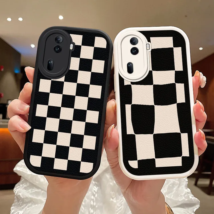 黑白格适用opporeno11手机壳Reno11pro女款高级保护套硅胶防摔软