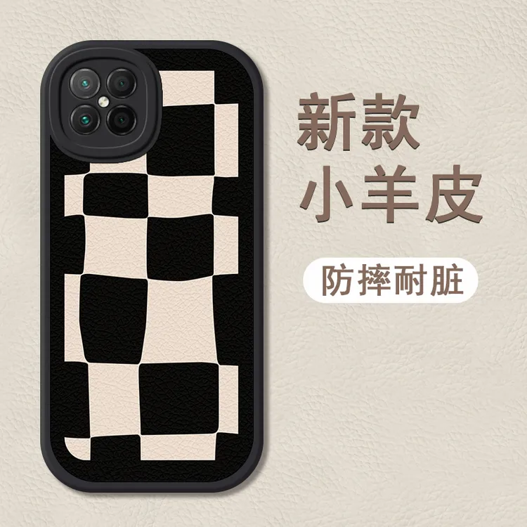 黑白格适用华为荣耀play5手机壳play5活力版小羊皮高级女新款防摔
