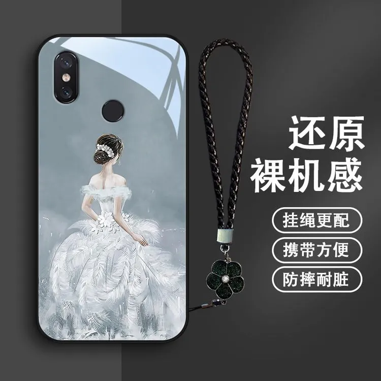 气质背影适用小米8手机壳MI8se防摔女款挂绳8青春版玻璃8探索版浪