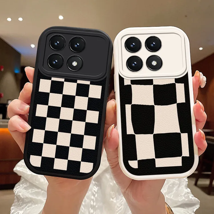 黑白格适用红米K70pro手机壳k70女款高级保护套硅胶防摔软壳散热