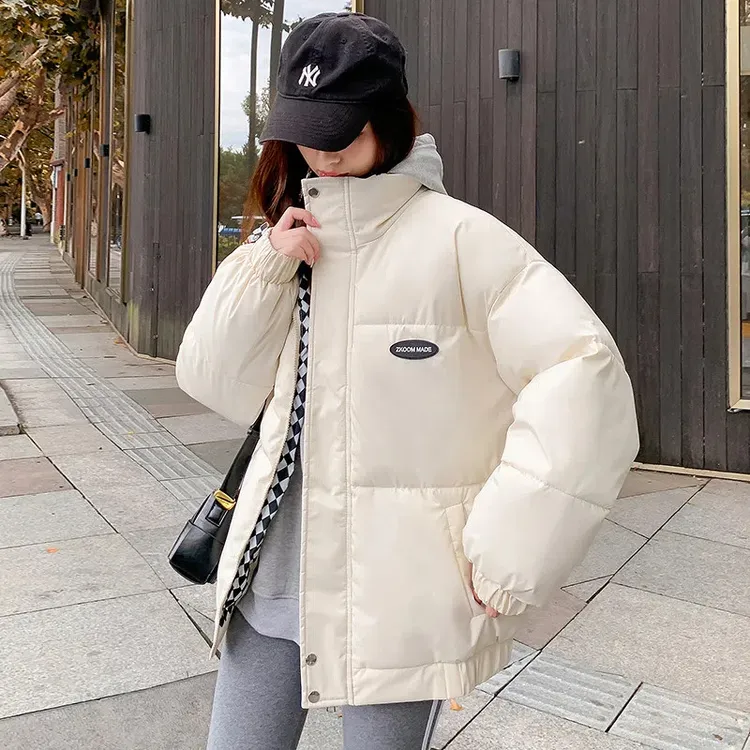 冬季新款棉衣女2025年短款韩版宽松加厚保暖外套棋盘格立领棉服