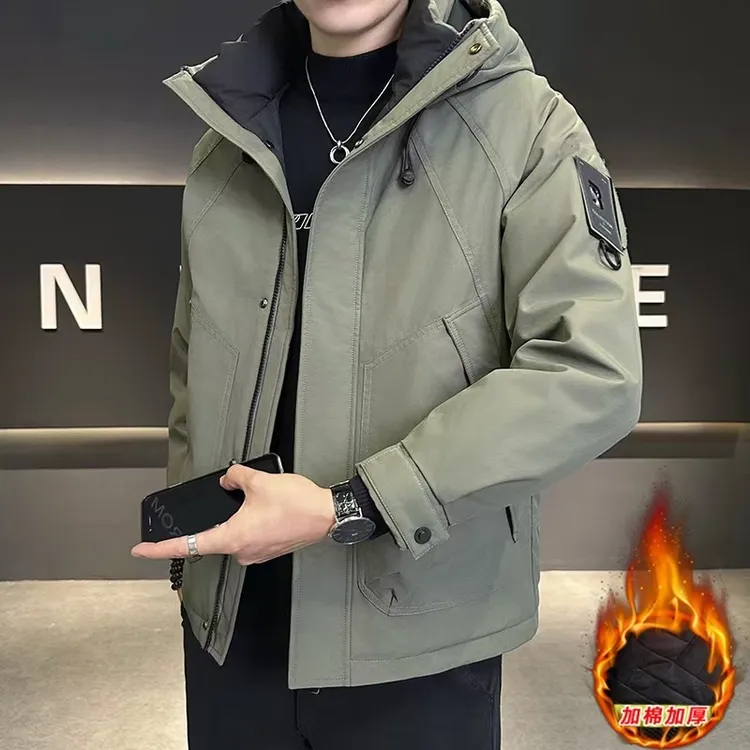 内胆石墨烯男士工装大口袋连帽百搭冲锋衣休闲夹克宽松外套男
