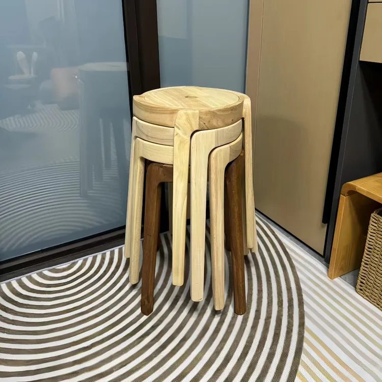 实木凳子家用可摞叠餐桌凳高凳子白蜡木板凳艺术大师设计小圆凳子