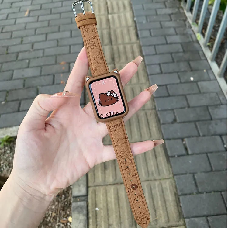 iboann适用小米手环9pro表带印花8pro腕带watch5/4新款毛绒皮红米