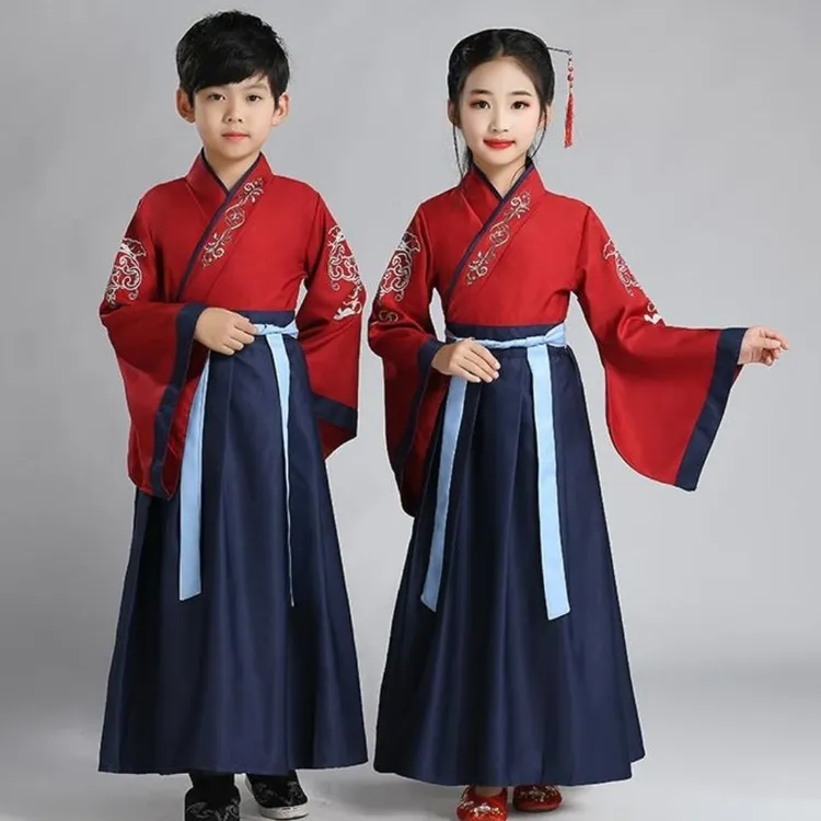 儿童开笔礼演出服男女书童合唱三字经弟子规幼儿园汉服古装表演服