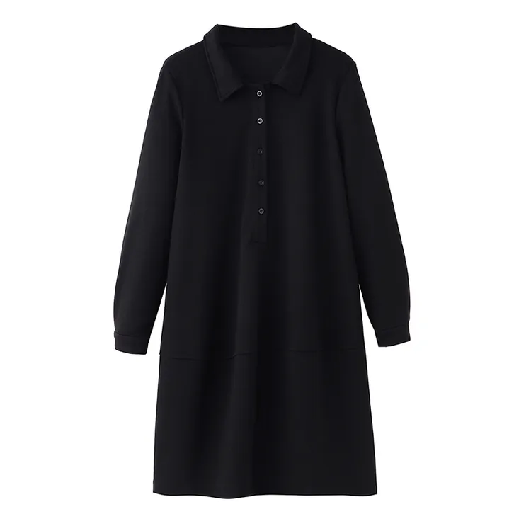 长袖休闲大码女装2025秋季气质时尚翻领中长款连衣裙ZB4883