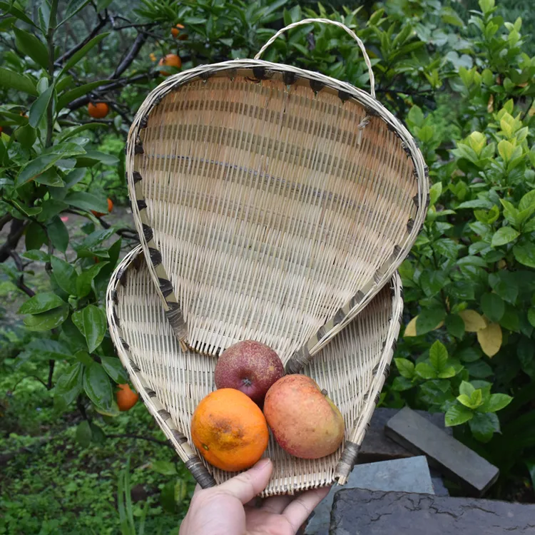 红师傅9寸30厘米筲箕竹编筲箕手工编织沥水篮厨房实用菜篮沥米汤